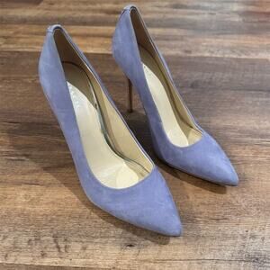 COACH Zoee Periwinkle Blue Suede High Heel Stiletto Pumps 8B Wedding Guest READ